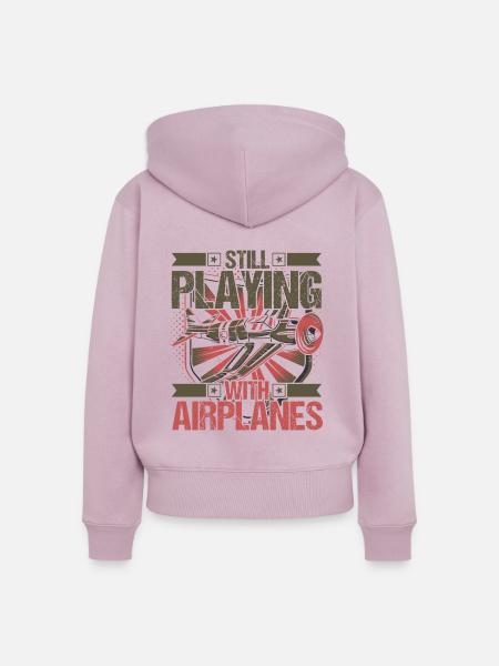 Airplane Aircraft Aviator Pilot - Frauen Premium Bio Zip Hoodie - Altrosa