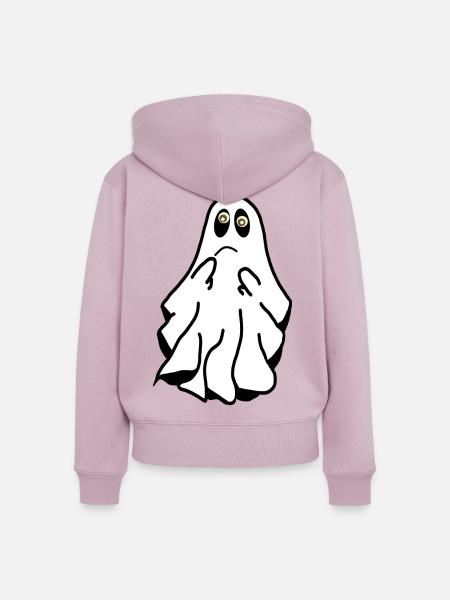 ängstlicher scheuer geist - Frauen Premium Bio Zip Hoodie - Altrosa