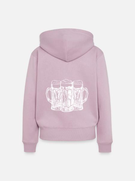 Bier Anstoßen - Frauen Premium Bio Zip Hoodie - Altrosa
