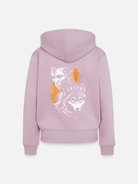 Wächter des Waldes - Frauen Premium Bio Zip Hoodie - Altrosa