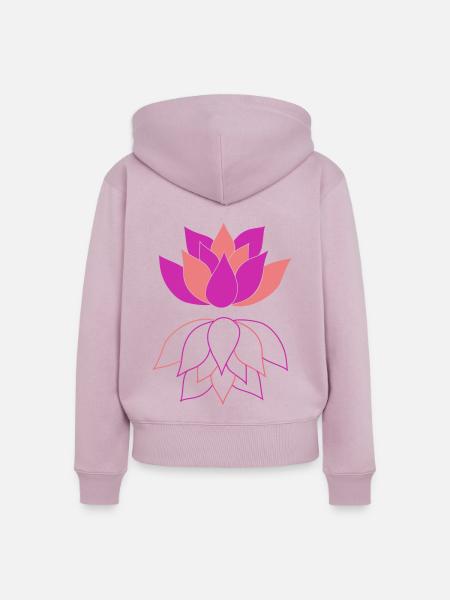 Lotus mit Spiegelbild - Frauen Premium Bio Zip Hoodie - Altrosa