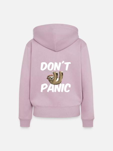 Faultier Don´t Panic - Frauen Premium Bio Zip Hoodie - Altrosa