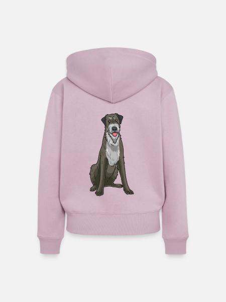 Irischer Wolfshund Hund - Frauen Premium Bio Zip Hoodie - Altrosa