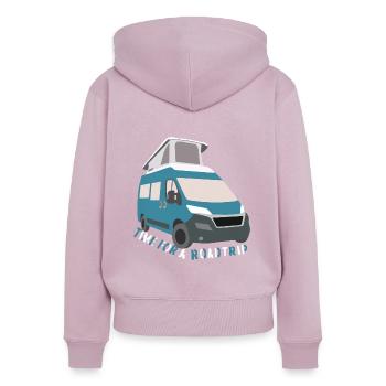Blue Camper - Frauen Premium Bio Zip Hoodie - Altrosa - Hinten - Julia (174cm)
