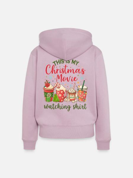 Weihnachtlicher Filmabend-Shirt - Frauen Premium Bio Zip Hoodie - Altrosa