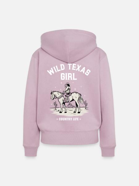 WILDES TEXANISCHES MÄDCHEN PFERD LANDLEBEN - Frauen Premium Bio Zip Hoodie - Altrosa