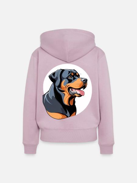 Rottweiler Farbblock Portrait - Frauen Premium Bio Zip Hoodie - Altrosa