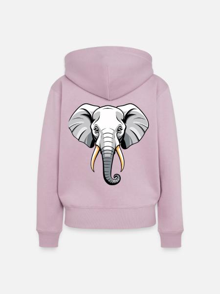 Elefantenkopf Cartoon Stil - Frauen Premium Bio Zip Hoodie - Altrosa