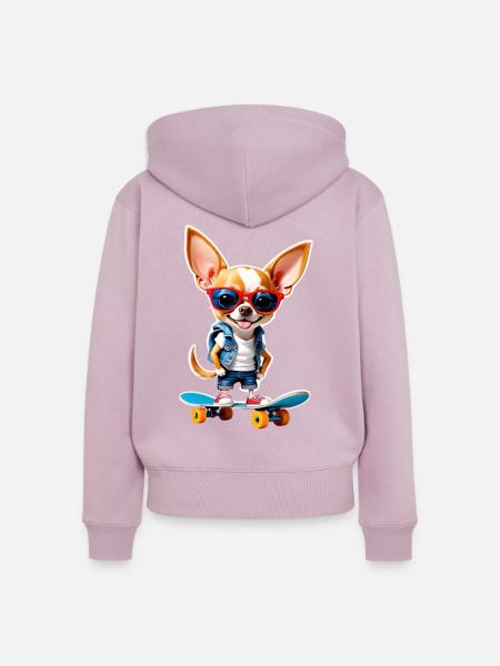 Chihuahua Skate Chic - Frauen Premium Bio Zip Hoodie - Altrosa