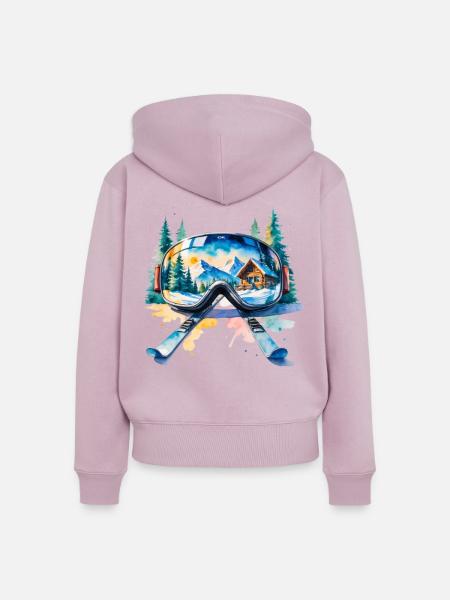 Winterlandschaft Skigoggles - Frauen Premium Bio Zip Hoodie - Altrosa
