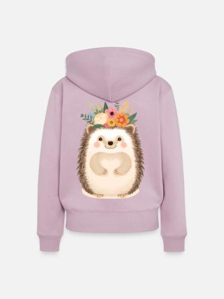 Blumenkranz-Igel: süßer Waldfreund - Frauen Premium Bio Zip Hoodie - Altrosa