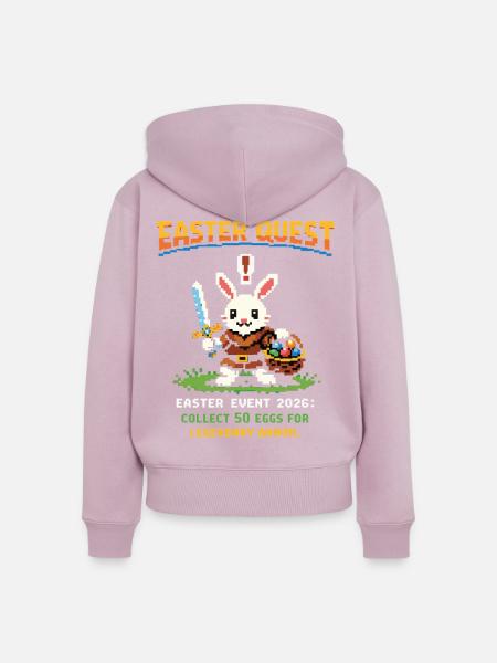 Easter Quest Pixel Bunny - Frauen Premium Bio Zip Hoodie - Altrosa
