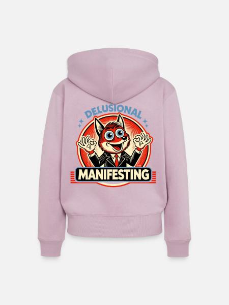 Realitätsfern Manifestieren Comic Figur Fuchs - Frauen Premium Bio Zip Hoodie - Altrosa
