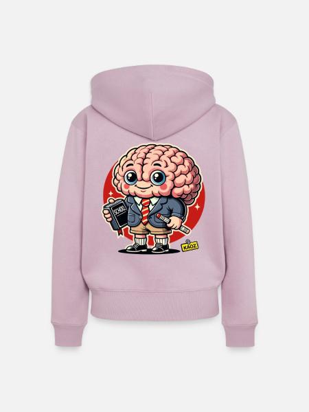 Brain Scholar Cartoon - Frauen Premium Bio Zip Hoodie - Altrosa