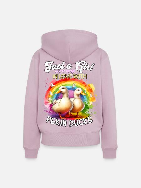 Pekingente Mädchen Pekin Duck - Frauen Premium Bio Zip Hoodie - Altrosa