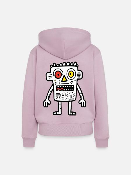 Schrulliger Doodle-Roboter - Frauen Premium Bio Zip Hoodie - Altrosa