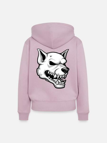 Night fangs Skullhound Dog - Frauen Premium Bio Zip Hoodie - Altrosa