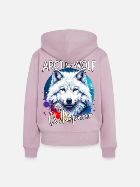 Polarwolf Flüsterer - Frauen Premium Bio Zip Hoodie - Altrosa