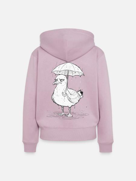 Möwe Regenschirm Norddeutsch - Frauen Premium Bio Zip Hoodie - Altrosa