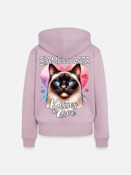Siamkatze Liebe - Frauen Premium Bio Zip Hoodie - Altrosa