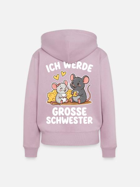 Ich werde Große Schwester Mäuse - Frauen Premium Bio Zip Hoodie - Altrosa