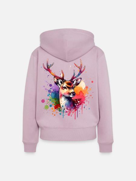 Sikahirsch Motiv - Frauen Premium Bio Zip Hoodie - Altrosa