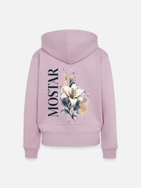 Lilien Aquarell Splash - Frauen Premium Bio Zip Hoodie - Altrosa
