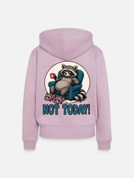 Fauler Waschbär auf Kaffeepause - Frauen Premium Bio Zip Hoodie - Altrosa