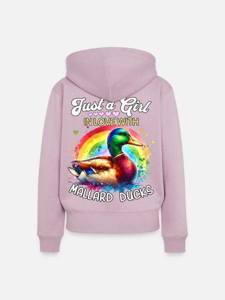 Stockente Mädchen Mallard Duck - Frauen Premium Bio Zip Hoodie - Altrosa