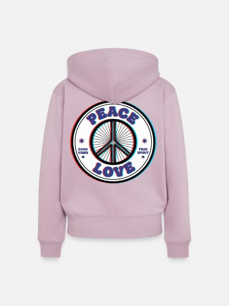 Hippie-Psychedelisches Peace-Sign Friedensliebe - Frauen Premium Bio Zip Hoodie - Altrosa