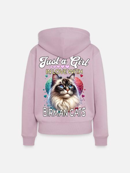 Birma Katze Mädchen - Frauen Premium Bio Zip Hoodie - Altrosa