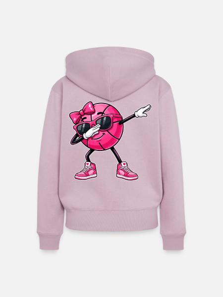 Basketball Basketballerin, Mädchen, Frauen - Frauen Premium Bio Zip Hoodie - Altrosa