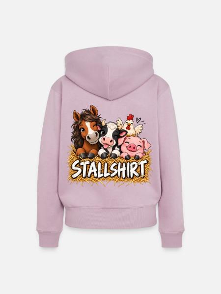 Bauernhof Tiere Landleben Stall Landwirtschaft - Frauen Premium Bio Zip Hoodie - Altrosa