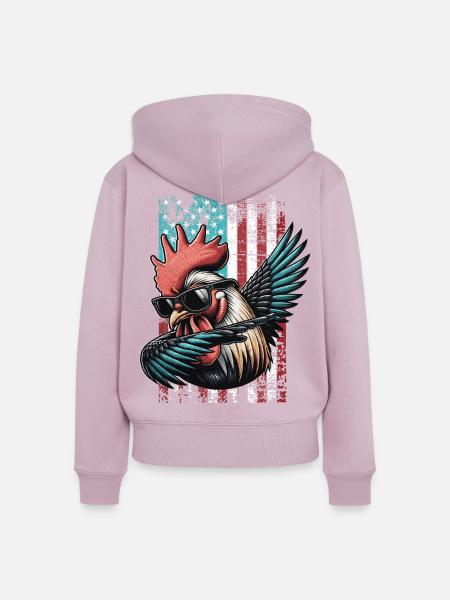 Rooster US Hahn - Frauen Premium Bio Zip Hoodie - Altrosa