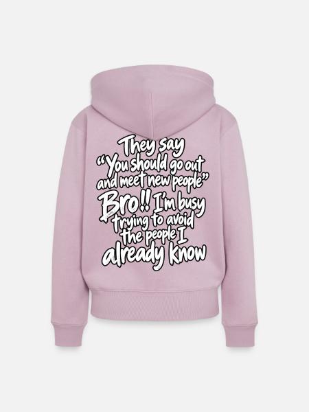 Introvertiert Sarkasmus Geschenk - Frauen Premium Bio Zip Hoodie - Altrosa
