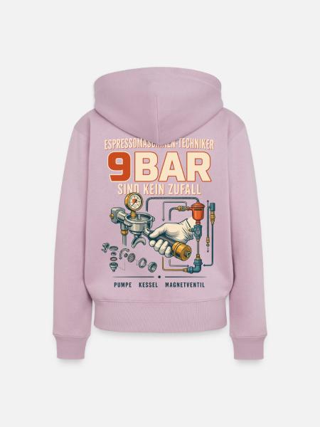 9BAR Espresso Technik Motiv - Frauen Premium Bio Zip Hoodie - Altrosa