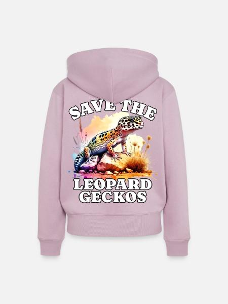 Save Leopardgecko - Frauen Premium Bio Zip Hoodie - Altrosa