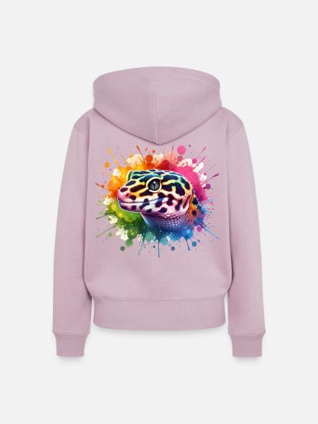 Leopardgecko Motiv - Frauen Premium Bio Zip Hoodie - Altrosa