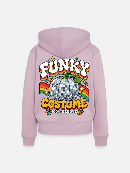 Funky Kürbis Kostüm Groove - Frauen Premium Bio Zip Hoodie - Altrosa