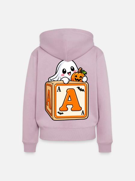 Kürbisgeist auf Spielwürfeln - Frauen Premium Bio Zip Hoodie - Altrosa