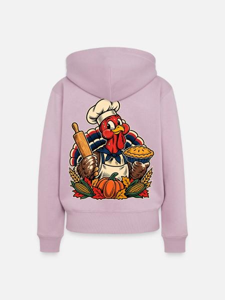 Thanksgiving Truthahn Bäcker mit Kürbis-Pie - Frauen Premium Bio Zip Hoodie - Altrosa
