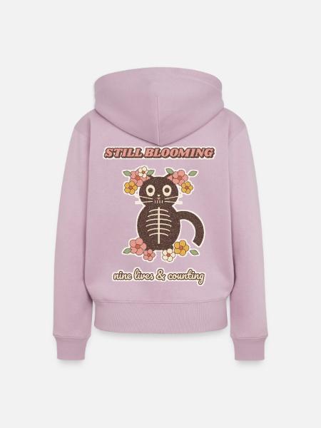 Noch blühende blühende Skelettkatze - Frauen Premium Bio Zip Hoodie - Altrosa