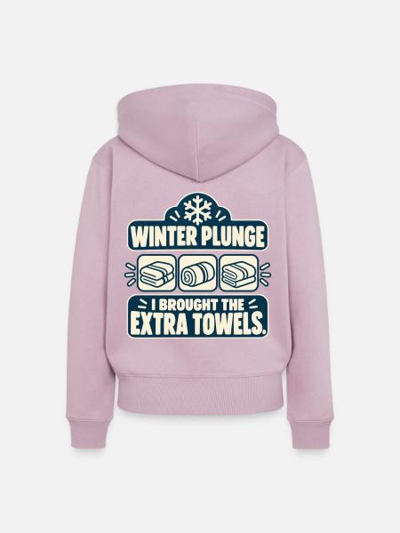 Winter Sprung Kaltwasser-challenge Schwimmfinisher - Frauen Premium Bio Zip Hoodie - Altrosa