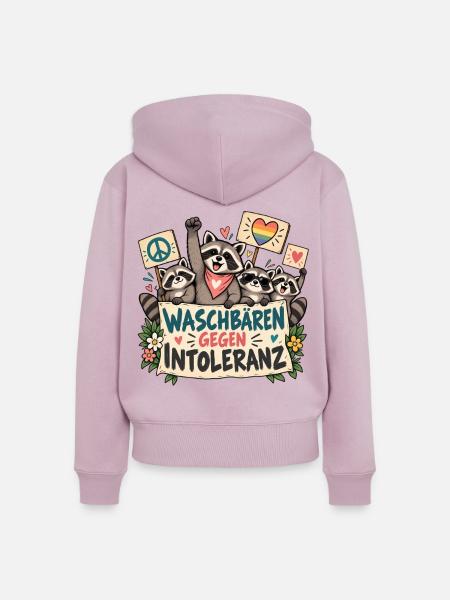 WASCHBÄREN GEGEN INTOLERANZ - Frauen Premium Bio Zip Hoodie - Altrosa