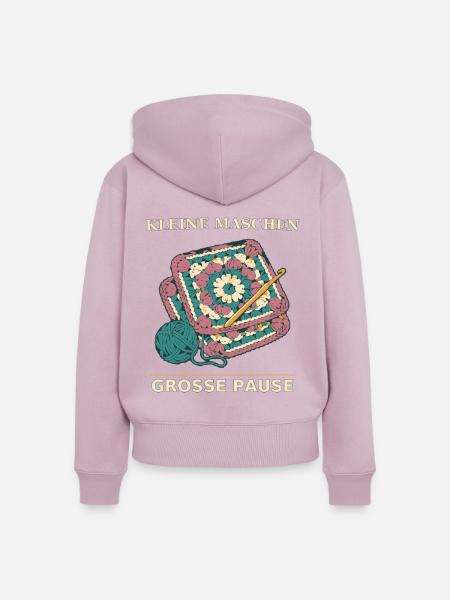 Häkeln Kleine Maschen Große Pause - Frauen Premium Bio Zip Hoodie - Altrosa