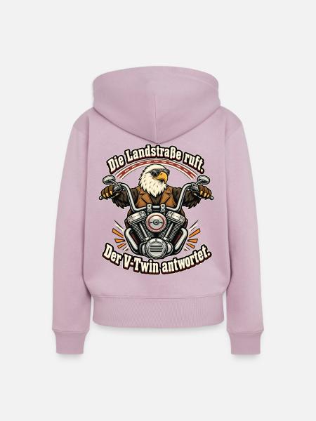 Cruiser Fahrer V-Twin Motorrad Roadtrip - Frauen Premium Bio Zip Hoodie - Altrosa