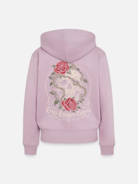 Schädel mit Rosenranke - Frauen Premium Bio Zip Hoodie - Altrosa