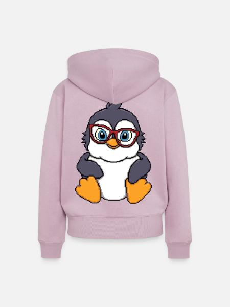 Schiefer Schatten-Pinguin - Frauen Premium Bio Zip Hoodie - Altrosa