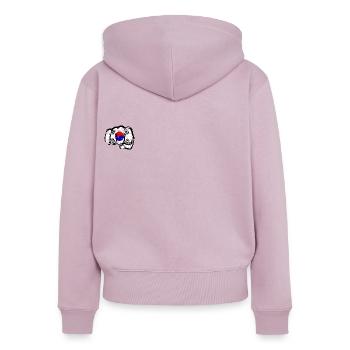 Drapeau de la Corée du Sud Main Poing Utilisé - Sweat à capuche zippé Premium bio Femme - rose poudré - Dos - Julia (174cm)