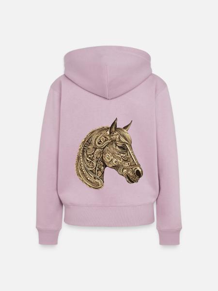 Pferd Portrait - Frauen Premium Bio Zip Hoodie - Altrosa